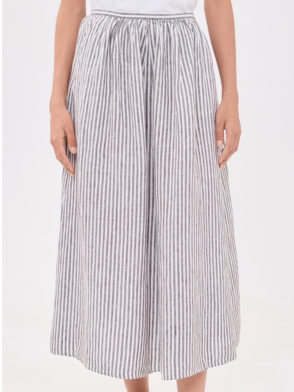 NWOT Alex Mill Charlie Linen Striped Midi Skirt Espresso Small S